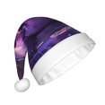 thumbnail image 2 of KLL Christmas Hats for Adults Plush Purple Hippo In Water Print Santa Hat Xmas Fluffy Santa Claus Hat for Women Men, 2 of 6