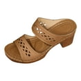 thumbnail image 5 of Mepaouo Heeled Sandals for Women Low Chunky Block Heels Summer Platform Cutout Dress Mules Brown 8, 5 of 6