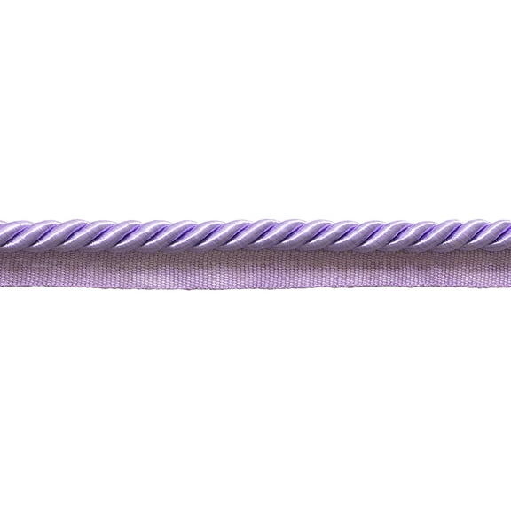 3/8" (1cm) Shiny Twisted Rope Cord with Lip | Cord Trim # 0038S,, Lilac Purple #D7 (Light Lavender Violet Purple) 10 Yards (30 ft/9.5m)