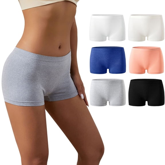 Lunuaoe Women's Cotton Boyshort Panties, Anti-Chafing Safety Pants, Seamless Boxer Briefs for Under Dresses