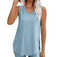 thumbnail image 2 of successthop Tank Tops for Women Summer Tunic Solid Split Curvy Hem Shirts Sleeveless Tees Blouse V Neck Tshirts Loose Fit Pullovers Clothes, 2 of 6