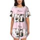 thumbnail image 1 of Balery Cute Cats Conjunto de Pijama para Mujer con Estampado, Dos Piezas de Manga Corta y Shorts, Ropa de Dormir Suave con Cuello Redondo y Bolsillos-Medium, 1 of 6