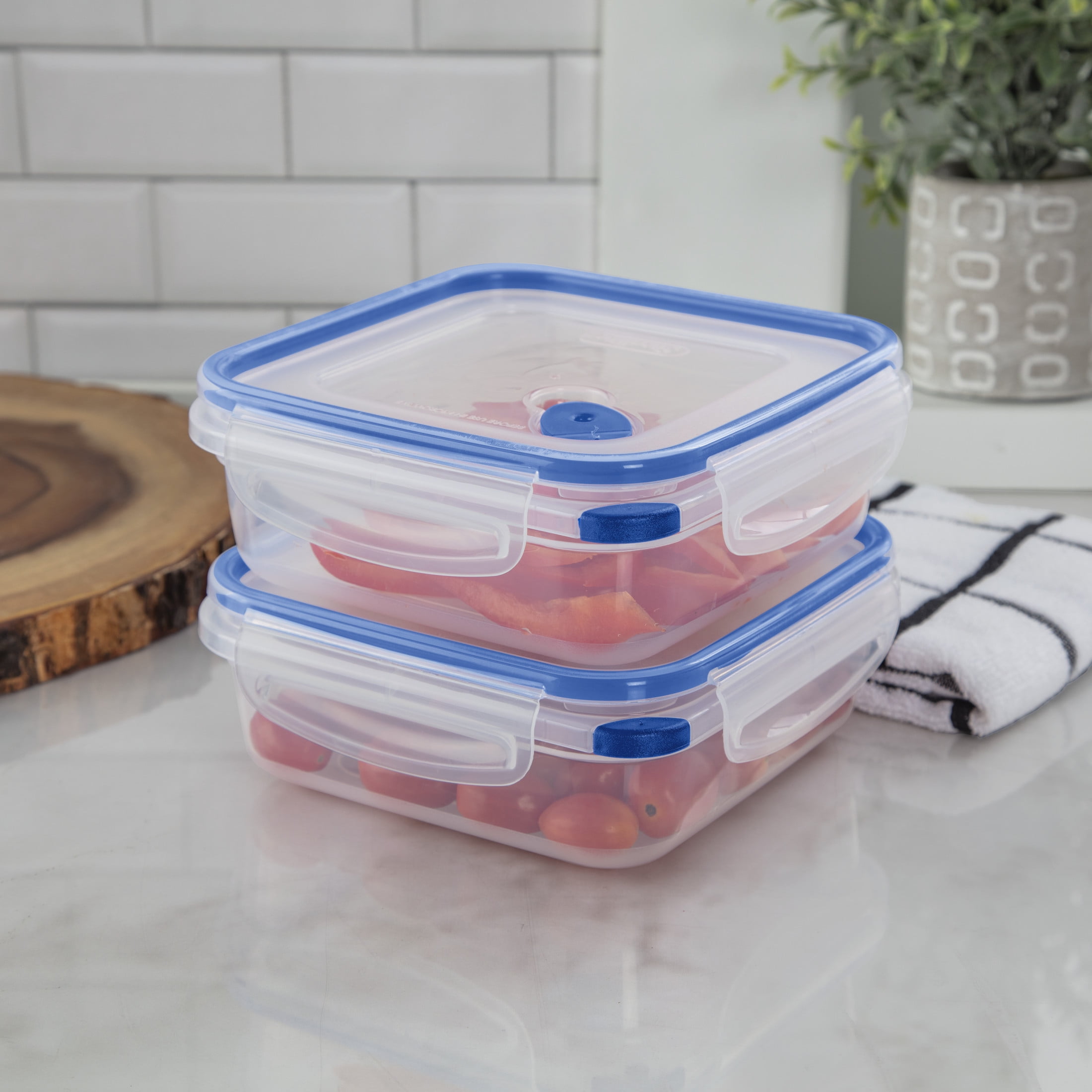 Sterilite Ultra•Seal™ 4.0 Cup Square, Latching Food Storage Container, Airtight Watertight Seal, Blue, 6 Count