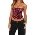 thumbnail image 2 of Women's Y2K Leopard Print Sequin Off-Shoulder Backless Vest with Zipper, 2 of 5