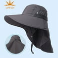 thumbnail image 3 of UPF 50+ Sun Protection Hat for Men Women, Wide Brim Outdoor Beach Fishing Cap with Neck Flap, Breathable Mesh, Windproof, 3 of 7