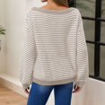 thumbnail image 4 of Women Striped Off Shoulder Knit Pullover Sweater Oversized Loose Long Sleeve Drop Shoulder Knit Top Soft Casual Fall Winter Blouse Fashion Daily Outfit S-XXL, 4 of 4