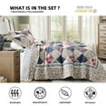 thumbnail image 5 of PANGUSHAN 100% Cotton 120"x120" Oversized California King Bedspread Coverlet Quilt Set, Cal King Quilted Bedspread Extra Large Wide Quilt, Floral XL Bed Spread Lightweight Comforter, 3pc, Navy/Brown, 5 of 8
