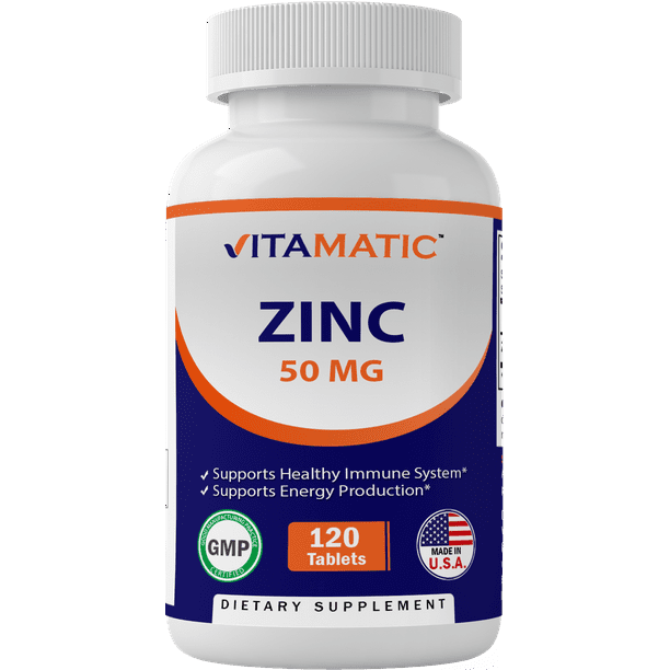 Vitamatic Zinc 50 mg as Zinc Supplement as Gluconate 120 Tablets (50mg ...