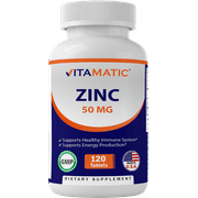 Vitamatic Zinc 50 mg as Zinc Supplement as Gluconate 120 Tablets (50mg Elemental Zinc)