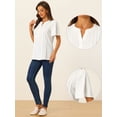 thumbnail image 2 of Unique Bargains Women Dressy Tops V Neck Button Down Shirts Work Short Sleeve T Shirt S White, 2 of 6