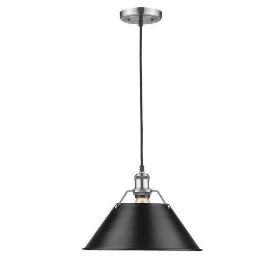 1 Light Large Pendant in Durable Style 10 inches High By 14 inches Wide-Pewter Finish-Matte Black Shade Color Bailey Street Home 170-Bel-4159342