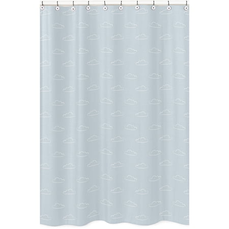 Vintage Airplane Blue Clouds Single Shower Curtain by Sweet Jojo Designs