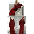 thumbnail image 5 of Lovers Hooded Bathrobe Flannel Sleepwear Winter Zip Robe Women Men Long Nightgown Bath Robe Pajamas, 5 of 9