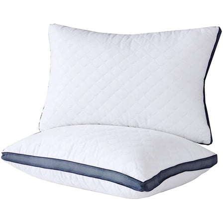 Ultra Soft Queen Size Pillows Set of 2, Luxury Bed Pillows for Side Stomach Back Sleepers, Machine Washable Design, White