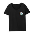 thumbnail image 4 of Camiseta de mujer Verano Señoras Ropa deportiva Camiseta básica para viajes Viaje de vacaciones Negro, 4 of 7