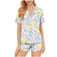 thumbnail image 2 of FDGIU Women's Soft Comfortable Heart Print Pajama Set - Short Sleeve Button Down 2 Piece Shorts Loungewear S-2XL, 2 of 7