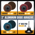 thumbnail image 7 of POWERTEC 2" Sanding Discs Set for Die Grinders & Drills, 46pc Set – Includes 60/80/180 Grit Quick-Change Discs, 1/4" Shank Holder & Surface Conditioning Pads, Aluminum Oxide Non-Woven Nylon (11400N), 7 of 7