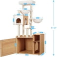 thumbnail image 3 of Tree with Litter Box Enclosure, Modern  Tower for Indoor Cats with Large Platform, Condo  Station and 2 Hammocks, -in-one  Furniture,  Walnut MPJ115WB, 3 of 6
