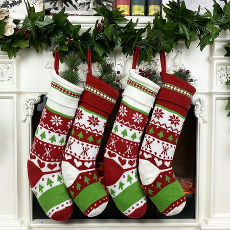 4 Pcs Knit Christmas Stockings 18 inches Large Family Christmas ...