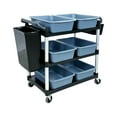 thumbnail image 3 of Utility Rolling Cart with Wheels, Restaurant Kitchen Cart with 2 Side Trash Bin, Trolley, Black, Commercial, 3 of 6