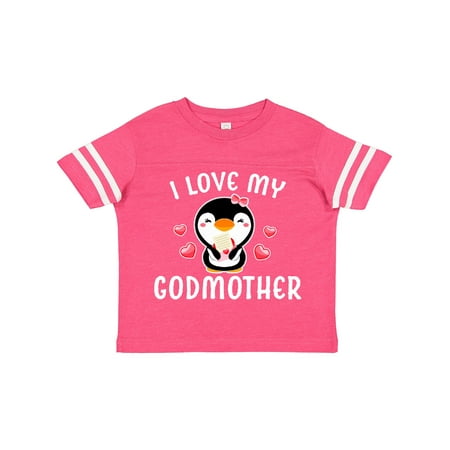 

Inktastic I Love My Godmother with Cute Penguin and Hearts Gift Toddler Toddler Girl T-Shirt