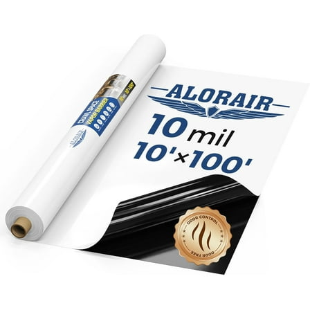ALORAIR Crawl Space Vapor Barrier - 10 Mil Film, 10'x100' Thick Plastic Sheeting Drop Cloth Vapor Barrier Covering for Crawlspace