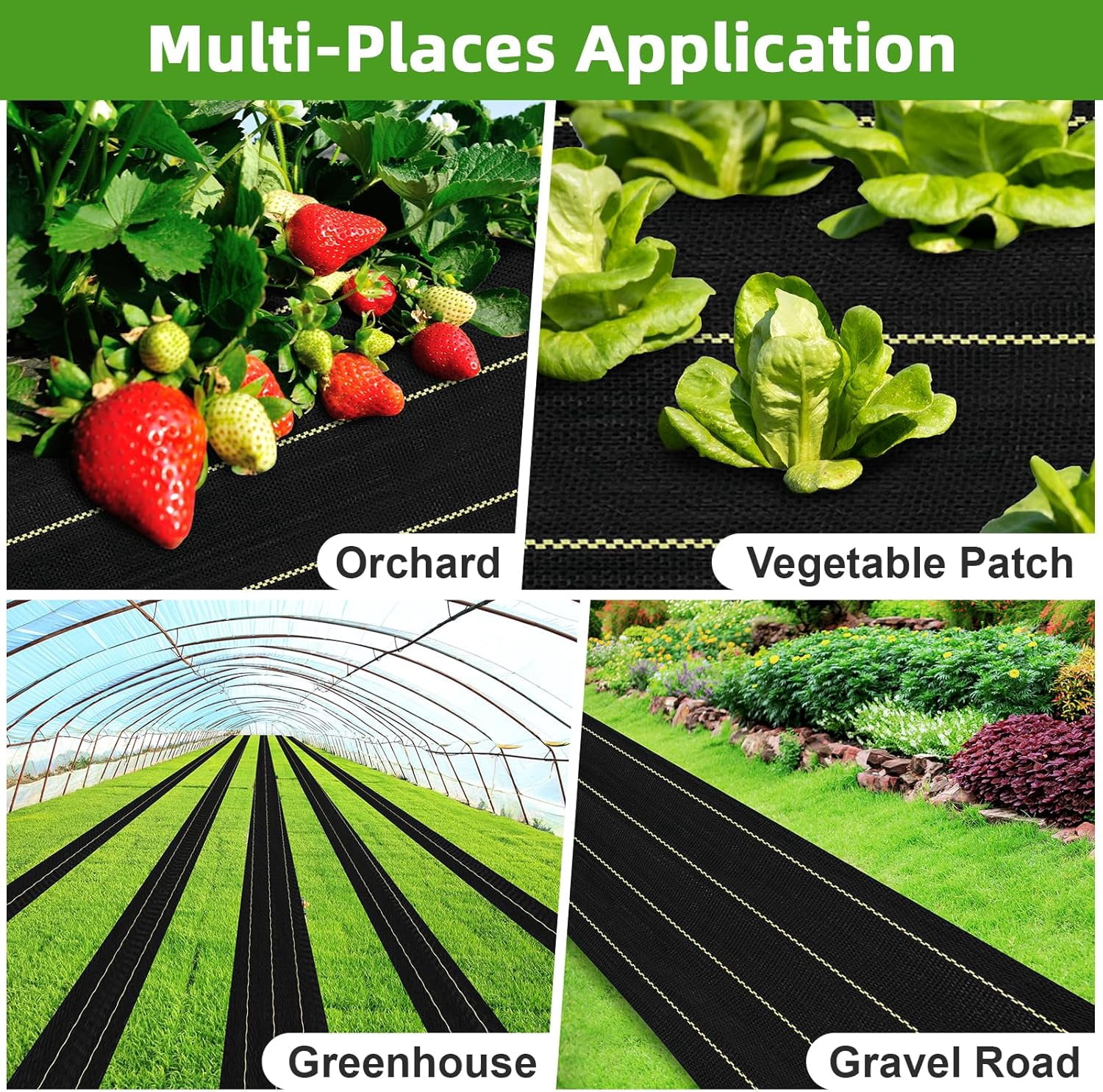 Jane Stone 4FT X 100FT Durable Weed Barrier Fabric, 3.2oz Heavy-Duty Landscaping Fabric, Permeable Ground Cover for Garden, Lawn, and Outdoor Projects, Easy to Install, with 30 Staples