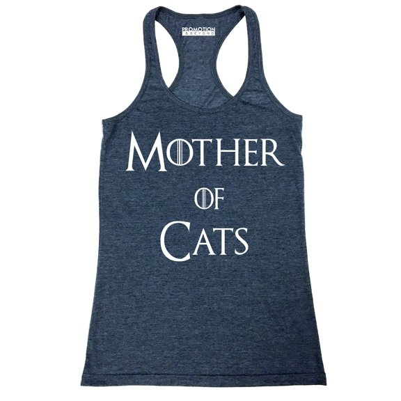 P&B Mother of Cats Funny Women's Tank Top, Heather Navy, XL