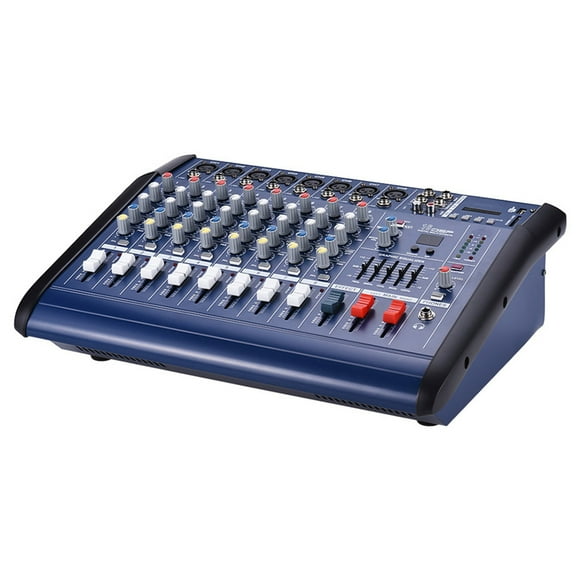 Eccomum 8 Channels Powered Mixer Amplifier Digital Audio Mixing Console Amp with 48V Phantom Power USB/ Slot for Recording DJ Stage Karaoke
