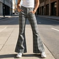 thumbnail image 3 of LRen School Uniform Pants for Girls Wide Leg Soft Stretchy Bell Bottom with Pockets Flare Leg Casual Trousers Back To School Pants Age 11-12 Years, 3 of 6