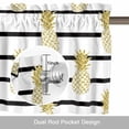 thumbnail image 6 of Yellow Pineapple Valance Curtain for Windows Abstract Fruit White Black Stripe Modern Rod Pocket Curtain Valances Short Window Treatments Panels for Kitchen Bathroom Laundry Basement 54 x 18 Inch, 6 of 9