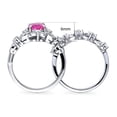 thumbnail image 5 of BERRICLE Sterling Silver Halo Wedding Engagement Rings Pink Oval Cut Cubic Zirconia CZ Wishbone Ring Set for Women, Rhodium Plated Size 7.5, 5 of 18