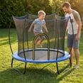 thumbnail image 2 of Toddler Trampoline with Basketball Hoop, 60" Indoor Trampoline for Kids, Kids Trampoline with Enclosure Net, Rectangle Trampoline with Handle, Small Trampoline for Indoor Outdoor, Mini Trampoline, 2 of 9