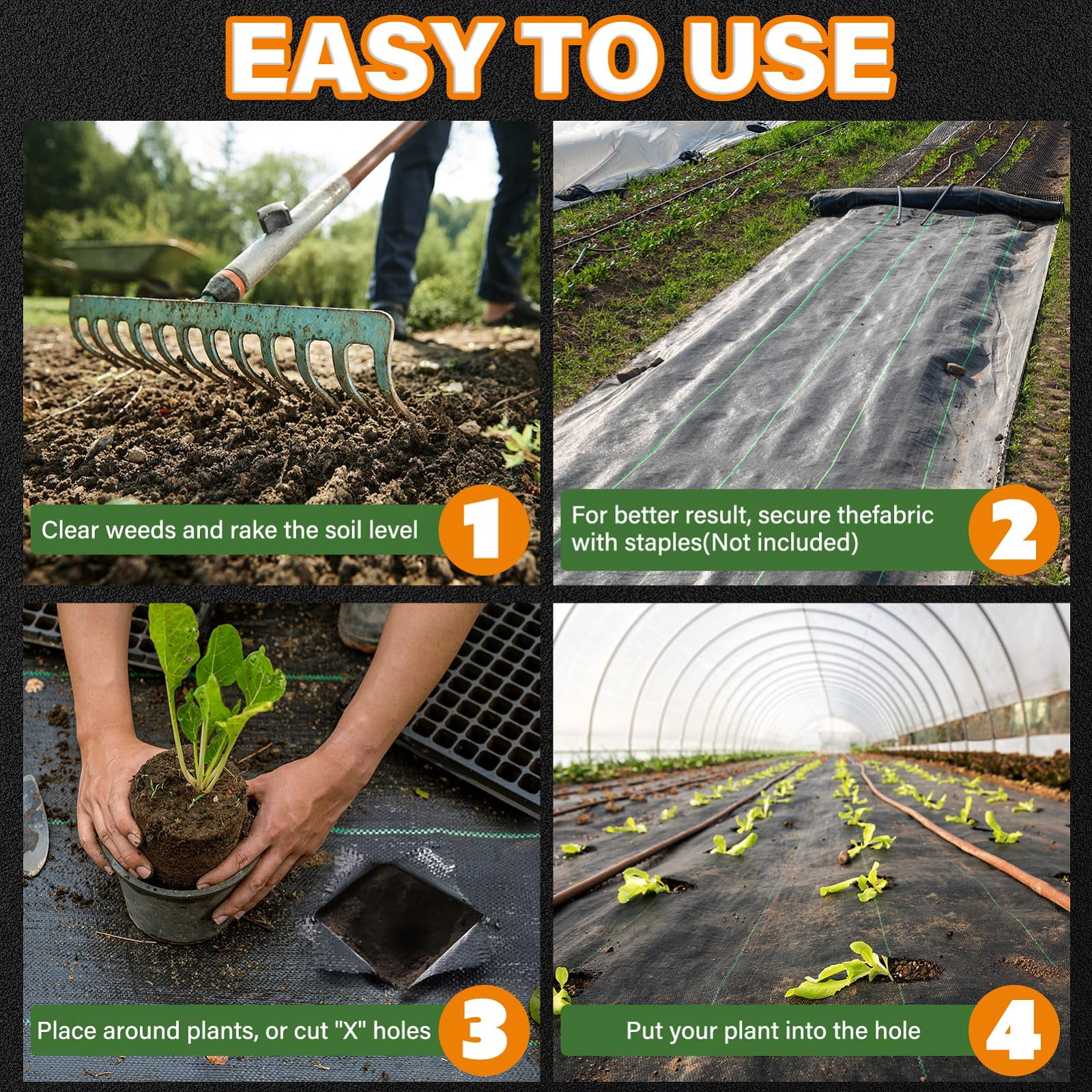Weed Barrier Landscape Fabric Heavy Duty  3ft X 100ft Thicken Garden Mats Cloth Durable Control Mulch Breathable For Landscaping Blocker Bed Cover(2 Pack 3x50ft)