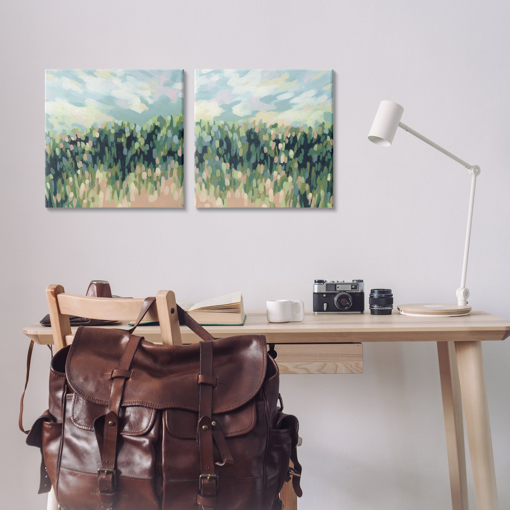 Stupell Industries Abstract Tall Wheat Grass Field Landscape & Nature Painting Wrapped Canvas Art Print Wall Art, 17 x 17, Set of 2