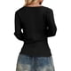 thumbnail image 2 of MHFRRA Camiseta de Manga Larga con Botones para Mujer, Blusa Holgada Informal, Estilo Sexy, Estilo Urbano Negro, 2 of 5