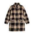 thumbnail image 6 of Livrdious Women Plaid Fleece Jackets Oversized Long Sleeve Outwear Jacket Zipper Warm Fall Winter Coats with Pockets, 6 of 7