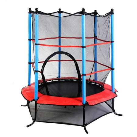 Ktaxon Mini 55 inches Trampoline, My First Kids Round Trampoline Workout, with Safety Enclosure, for Children Toddler Youth Exercise (Best Toddler Trampoline With Enclosure)
