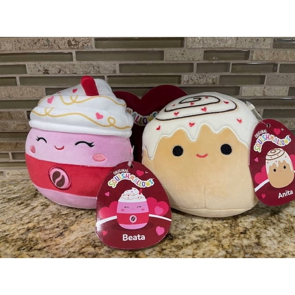 Squishmallows Valentine's Day Plush Set, Beata & Anita, 5 Inch, 2 Pack