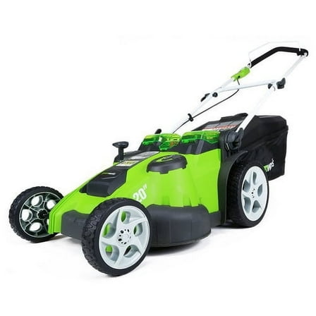 Greenworks 40V 20" G-MAX Cordless Lithium-Ion 2-in-1 Twin Force Lawn Mower, Batteries Included 25302