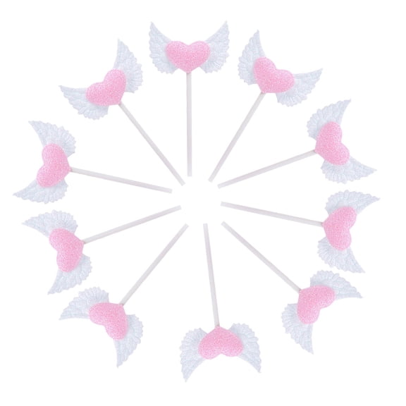 Kitandove Angel Wings Cake Picks Cloth Pink 20Pcs 4.5X1.97X0.08In For Wedding Style Food Decor