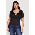 thumbnail image 2 of Women's Plus Size Metallic Detail Keyhole Top, 2 of 4