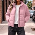 thumbnail image 3 of Edvintorg Womens Puffer Jacket Plus Size Collared Cropped Quilted Coat Long Sleeve Zip up Padded Outerwear with Pocket Women's Clothes Pink S-3XL, 3 of 8