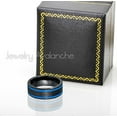 thumbnail image 4 of Jewelry Avalanche Black & Blue Tungsten Carbide Weding Band, Mens Engagement Ring, Pipe Cut 8MM, 4 of 4