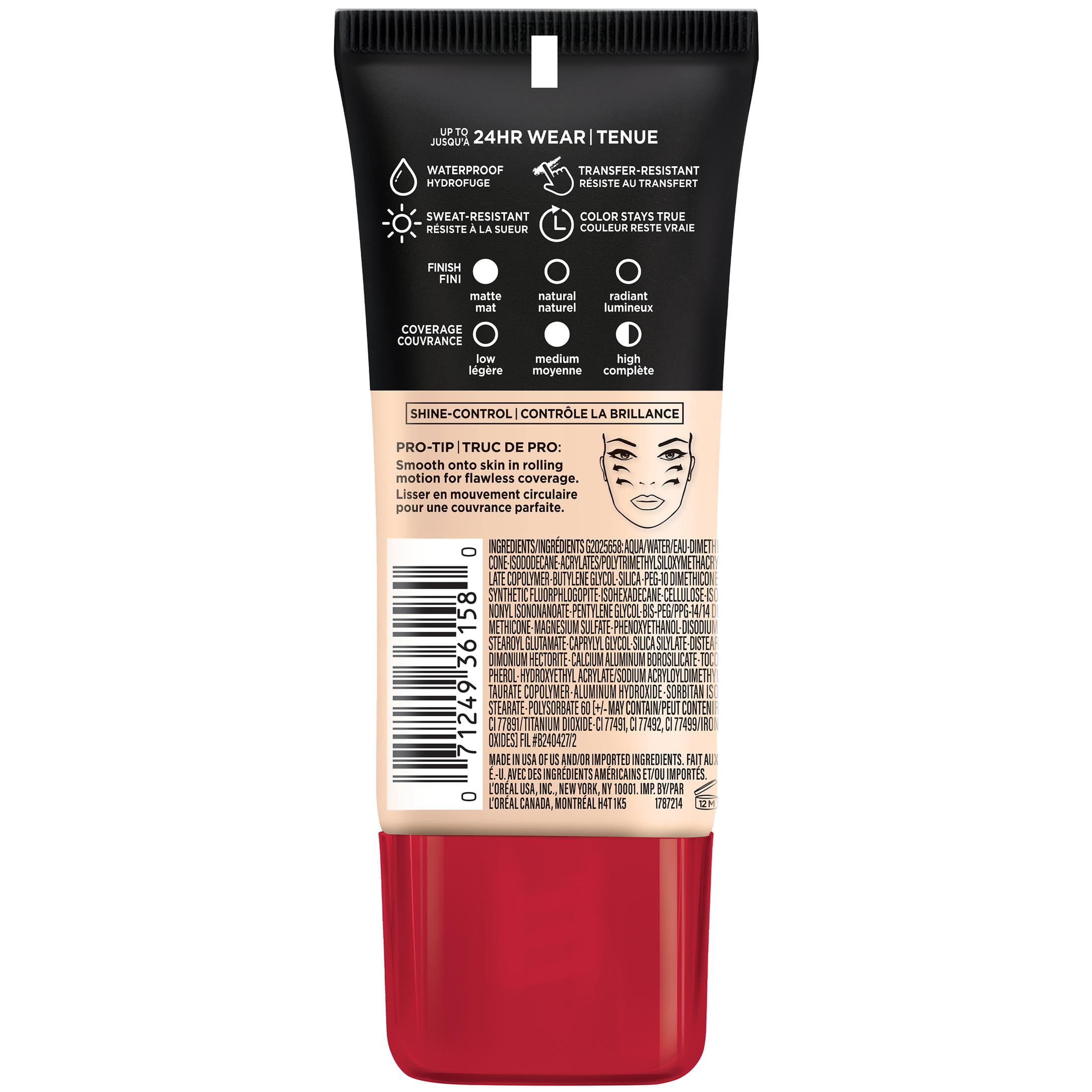 L'Oreal Paris Infallible Pro-Matte Liquid Foundation Makeup, 100 True Alabaster, 1 fl oz