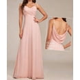 thumbnail image 6 of Women's Sage Green Pleated Chiffon Bridesmaid Long Dress with Straps, 6 of 6