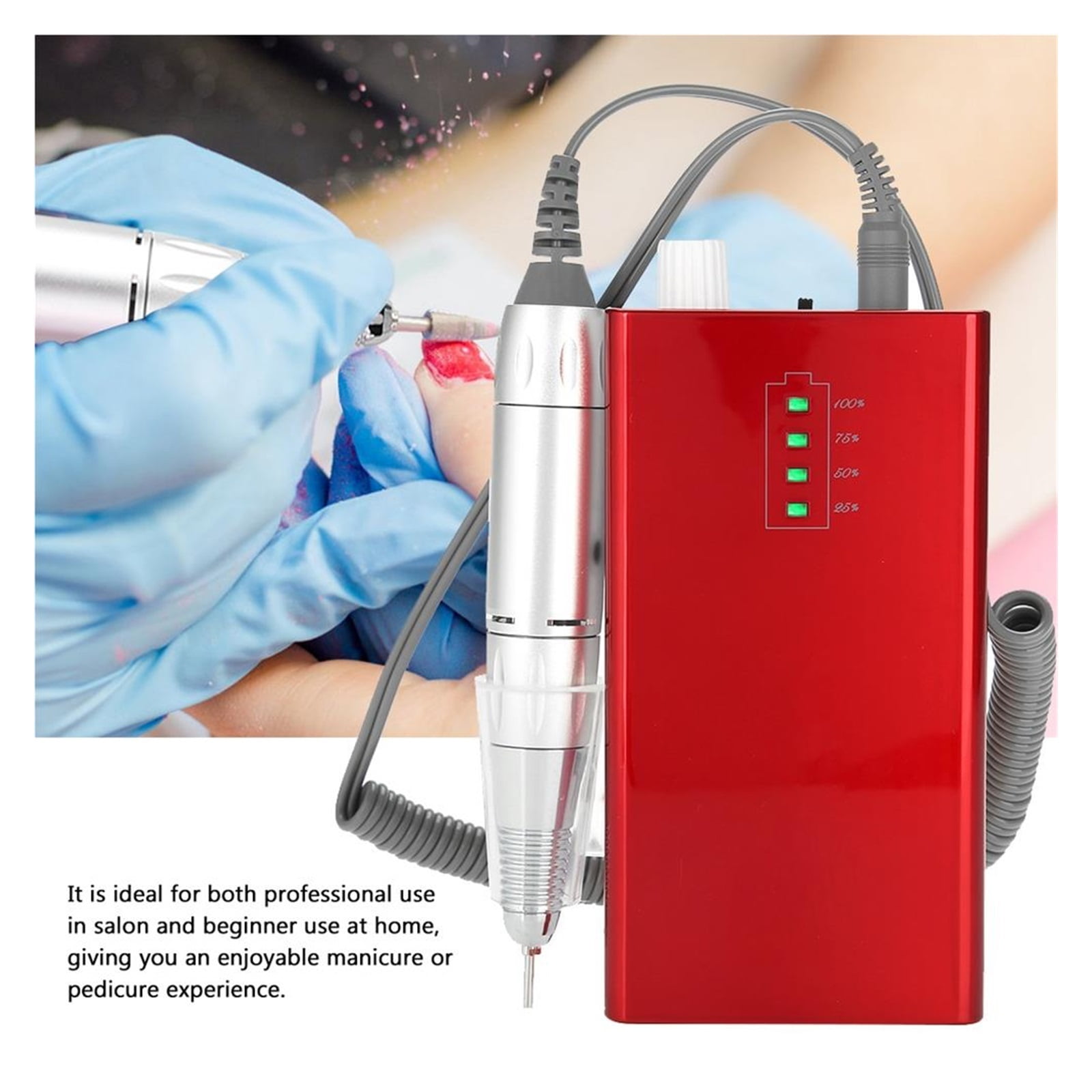 Portable Rechargeable Electric Nail Drill Machine, 30000 RPM Cordless Manicure Machine ,Low Noise