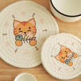 thumbnail image 1 of AMERTEER Round Braided Placemats Cartoon Kitty Round Table Placemats 2 Sizes for Home Wedding Party Decor, 1 of 6