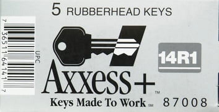 Hillman 87008 Axxess+ Brass Auto Key #14r1, Rubberhead, Replacement Key, Nickel Finish