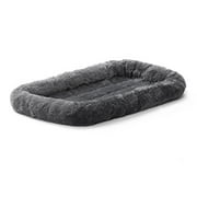 Angle View: 22L-Inch Gray Dog Bed or Cat Bed w/ Comfortable Bolster | Ideal for XS Dog Breeds & Fits a 22-Inch Dog Crate | Easy Maintenance Machine Wash & Dry | 1-Year Warranty